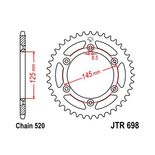 Звезда задняя JT JTR698.40
